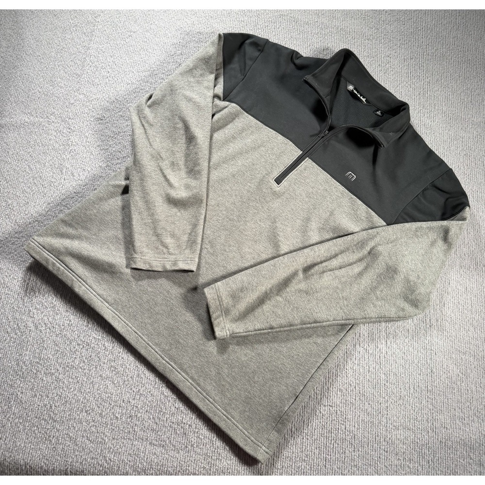 Travis Mathew 1/4 Zip Sweater Mens Medium Gray Fleece Pullover Golf
